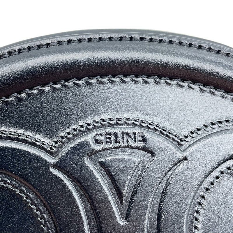 セリーヌ ショルダーバッグ キュイルトリオンフ オーバル レザー 10I70 3DPQ CELINE ポシェット  黒