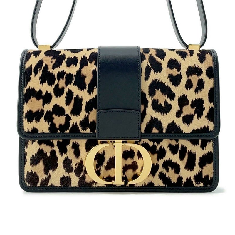 ディオール ショルダーバッグ 30モンテーニュ ハラコ レザー Christian Dior ヒョウ柄 バッグ 黒