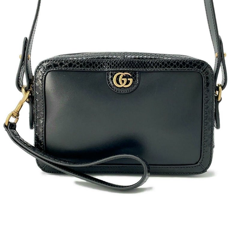 グッチ ショルダーバッグ GGマーモント パイソン 710861 GUCCI 2wayクラッチバッグ 黒