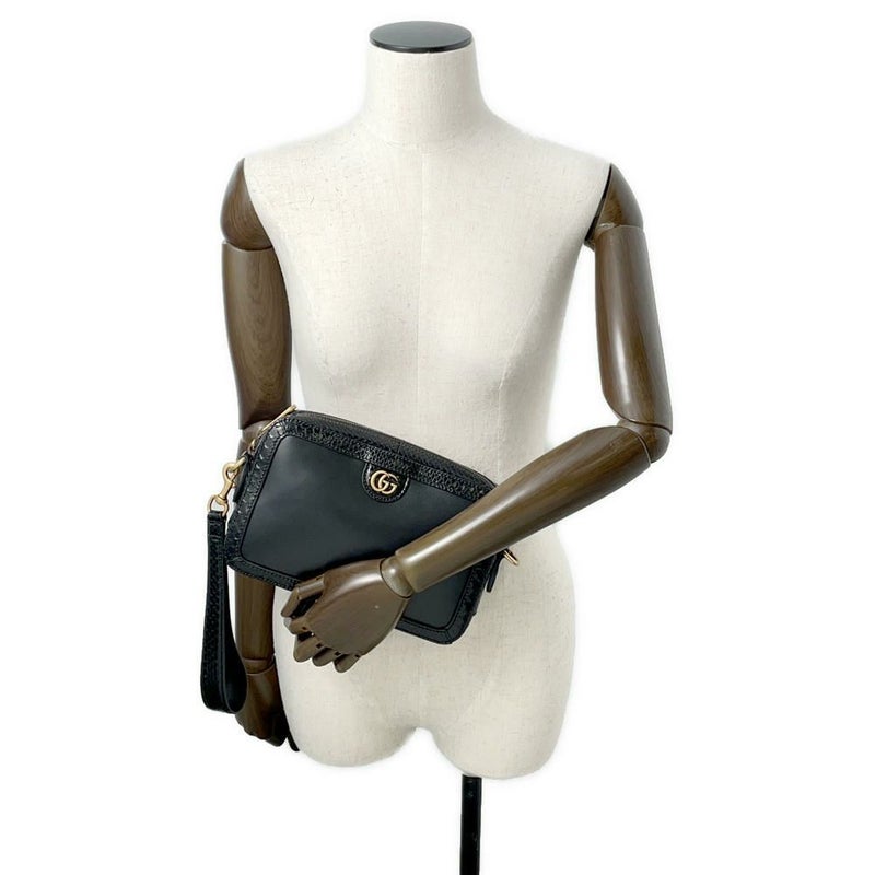 グッチ ショルダーバッグ GGマーモント パイソン 710861 GUCCI 2wayクラッチバッグ 黒