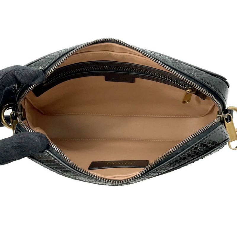 グッチ ショルダーバッグ GGマーモント パイソン 710861 GUCCI 2wayクラッチバッグ 黒