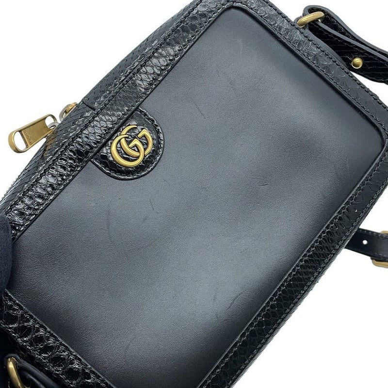 グッチ ショルダーバッグ GGマーモント パイソン 710861 GUCCI 2wayクラッチバッグ 黒