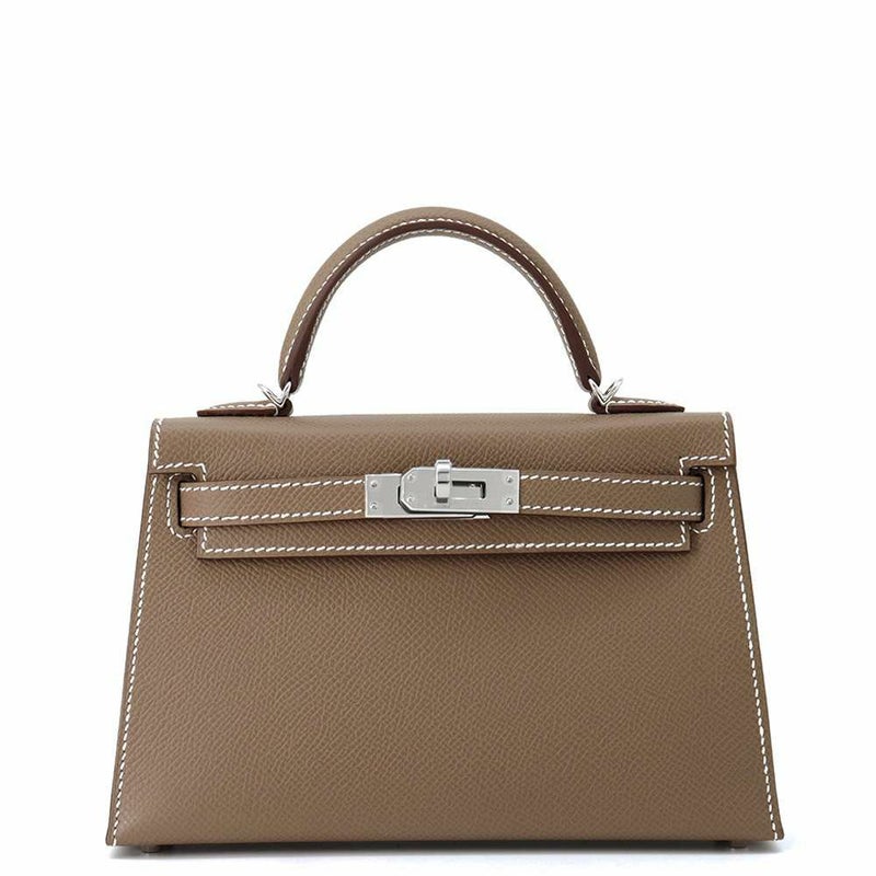 エルメス ハンドバッグ ミニケリー2 外縫い エトゥープ/シルバー金具 エプソン K刻印 HERMES 2wayショルダー