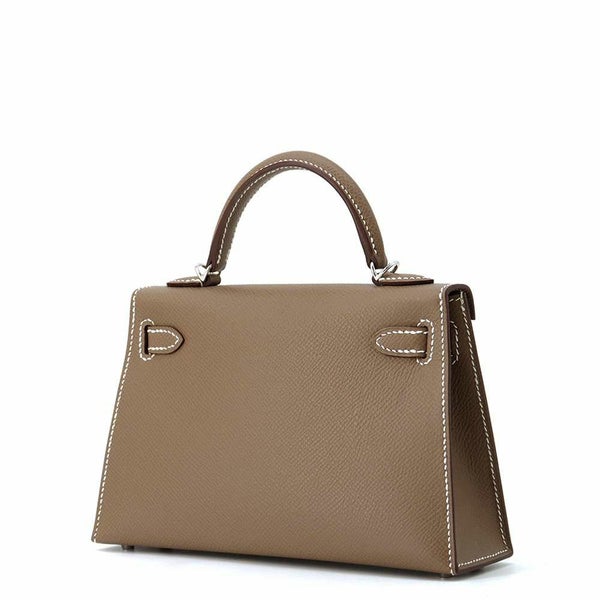 エルメス ハンドバッグ ミニケリー2 外縫い エトゥープ/シルバー金具 エプソン K刻印 HERMES 2wayショルダー