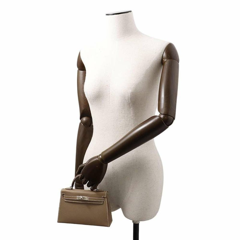 エルメス ハンドバッグ ミニケリー2 外縫い エトゥープ/シルバー金具 エプソン K刻印 HERMES 2wayショルダー