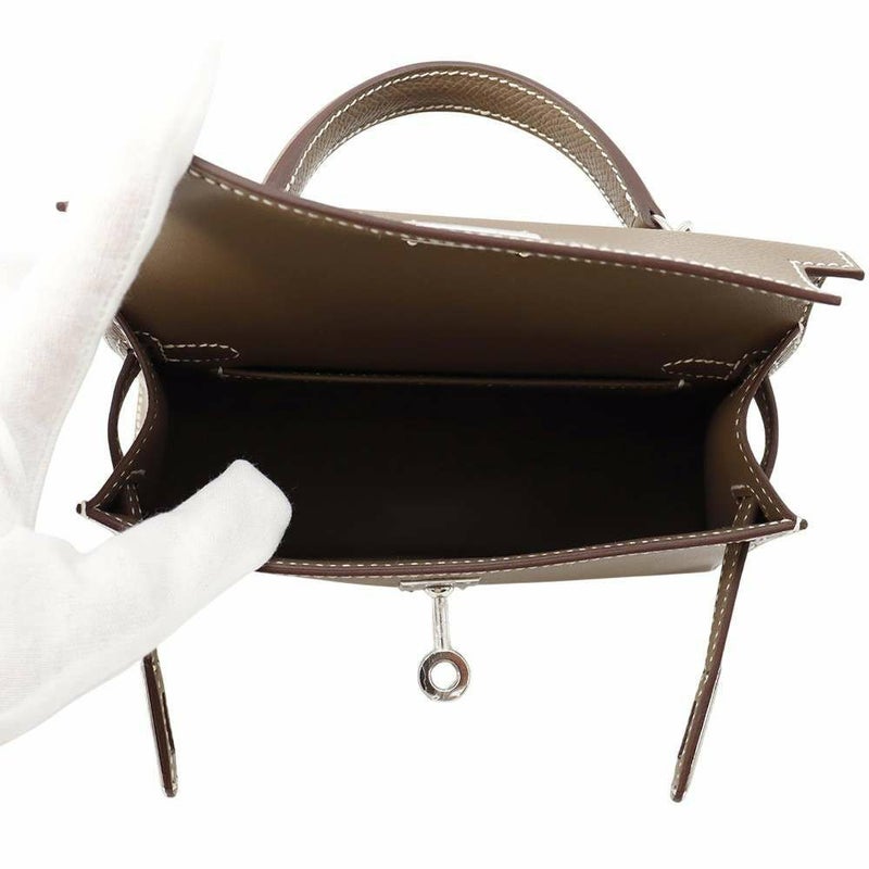 エルメス ハンドバッグ ミニケリー2 外縫い エトゥープ/シルバー金具 エプソン K刻印 HERMES 2wayショルダー
