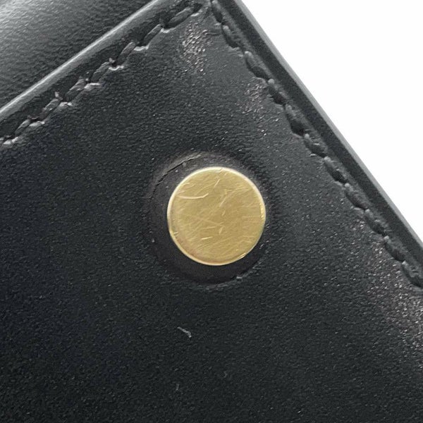 エルメス ハンドバッグ ケリー28 外縫い ブラック/ゴールド金具 ボックスカーフ □C刻印 HERMES Kelly 2wayバッグ 黒