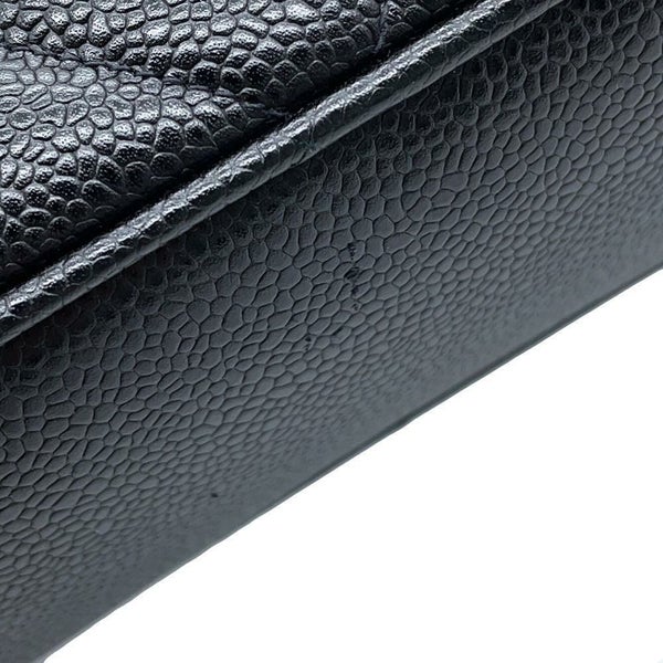 シャネル チェーントートバッグ マトラッセ ココマークターンロック キャビアスキン CHANEL 黒
