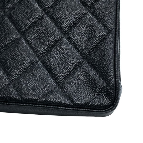 シャネル チェーントートバッグ マトラッセ ココマークターンロック キャビアスキン CHANEL 黒