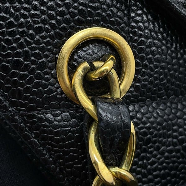 シャネル チェーントートバッグ マトラッセ ココマークターンロック キャビアスキン CHANEL 黒