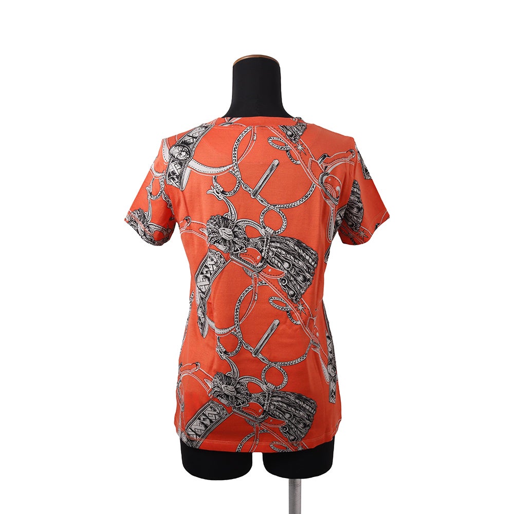 HERMES 【発売時即完売】人気Tシャツ 38 エルメス Tシャツ 総柄 コットン レディースサイズ38 HERMES アパレル