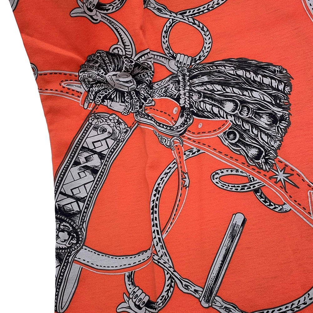 未使用に近いエルメス大人気柄Tシャツ38 エルメス Tシャツ 総柄 コットン レディースサイズ38 HERMES アパレル