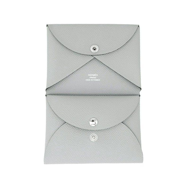 エルメス コインケース カルヴィ デュオ ブルーグラシエ/シルバー金具 エプソン K刻印 財布