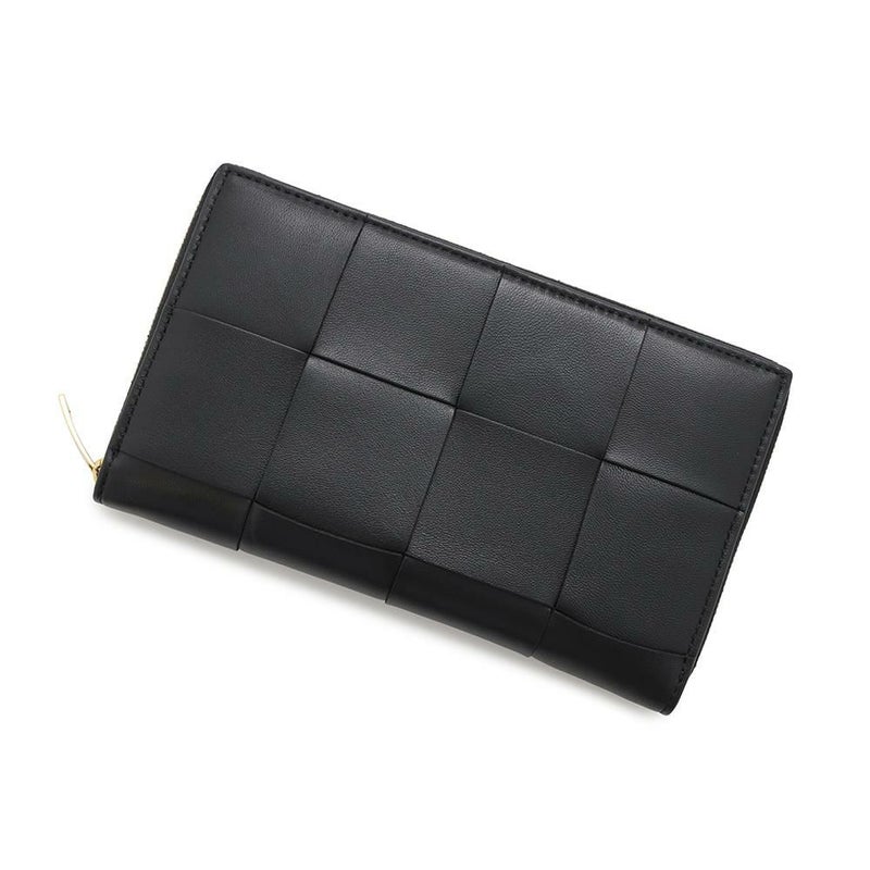 ボッテガヴェネタ 長財布 カセット マキシイントレチャート 649607 BOTTEGA VENETA ラウンドファスナー 財布 黒