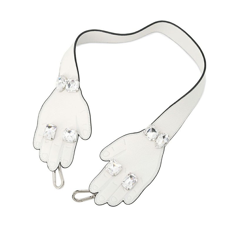 ロエベ ショルダーストラップ ハンドモチーフ レザー ビジュー LOEWE バッグストラップ 白