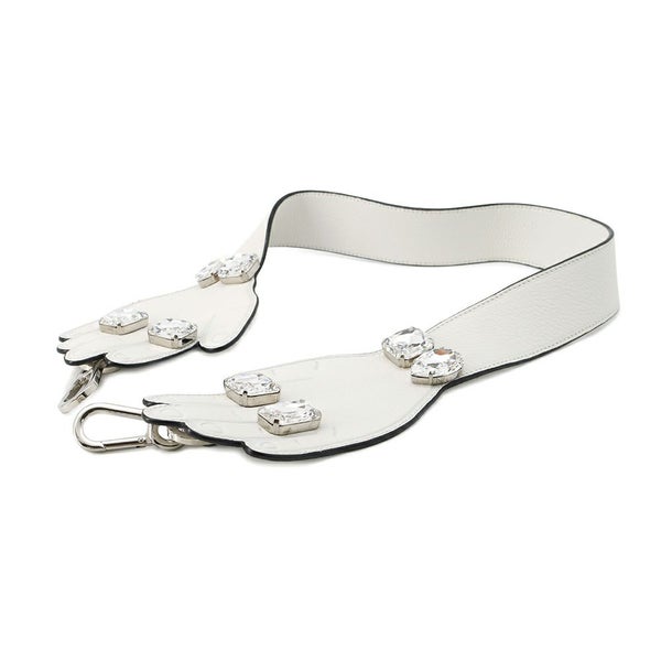 ロエベ ショルダーストラップ ハンドモチーフ レザー ビジュー LOEWE バッグストラップ 白