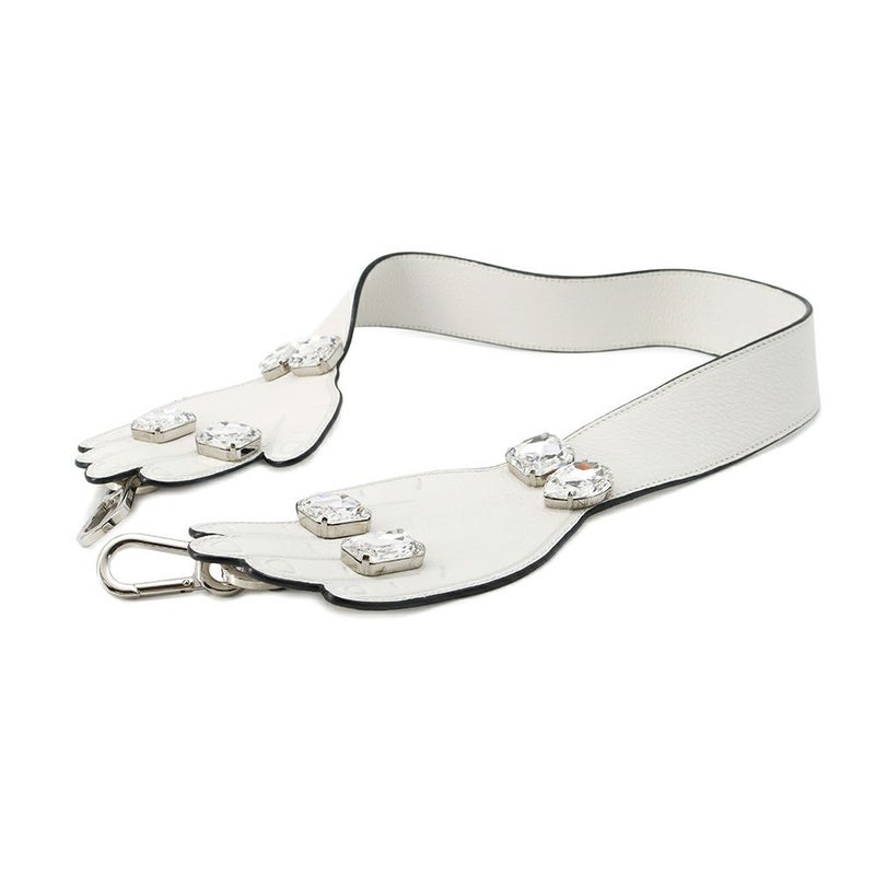 ロエベ ショルダーストラップ ハンドモチーフ レザー ビジュー LOEWE バッグストラップ 白