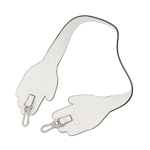 ロエベ ショルダーストラップ ハンドモチーフ レザー ビジュー LOEWE バッグストラップ 白