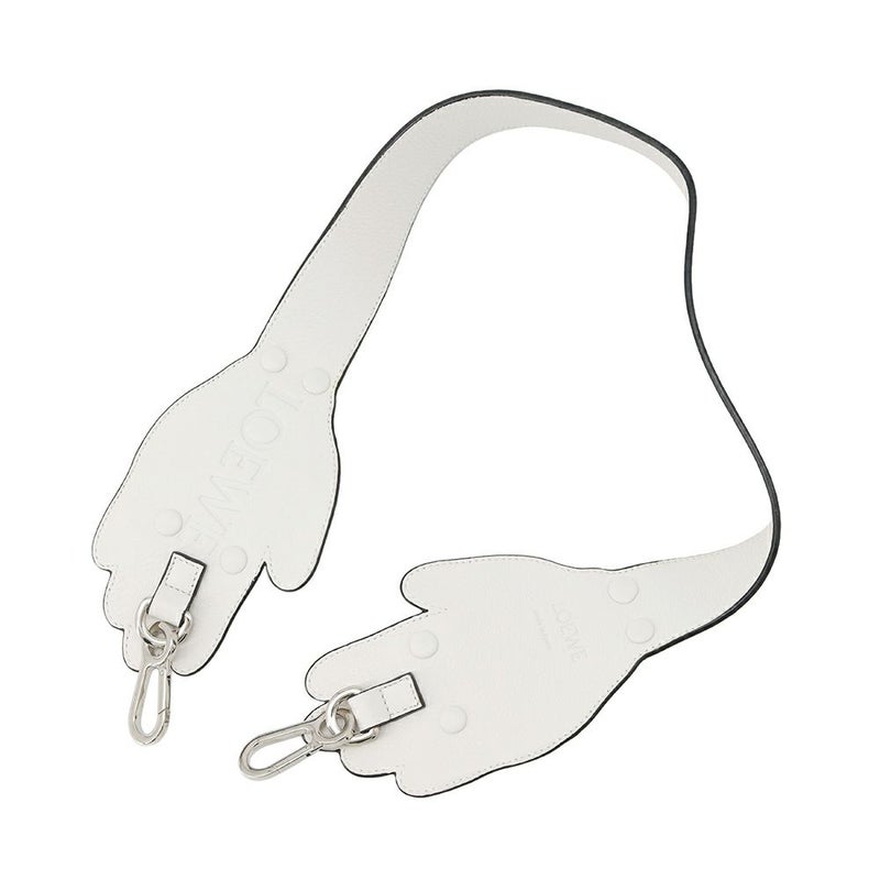 ロエベ ショルダーストラップ ハンドモチーフ レザー ビジュー LOEWE バッグストラップ 白