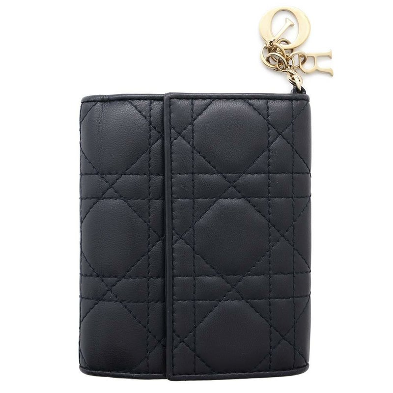 クリスチャン・ディオール 二つ折り財布 レディディオール カナージュ ラムスキン Christian Dior
