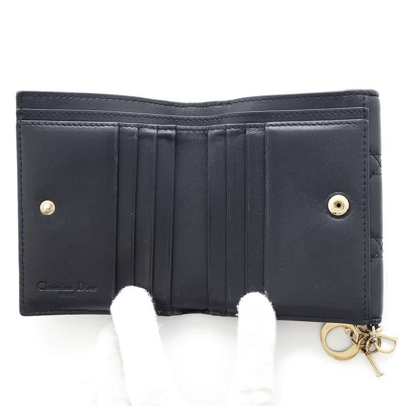 クリスチャン・ディオール 二つ折り財布 レディディオール カナージュ ラムスキン Christian Dior