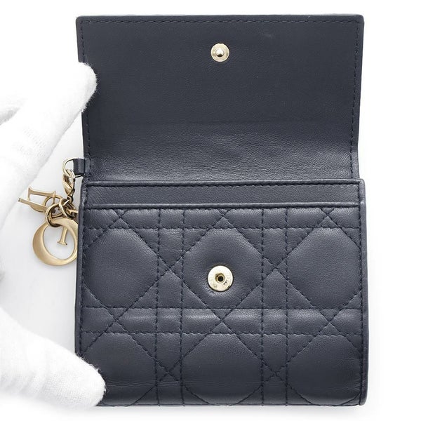 クリスチャン・ディオール 二つ折り財布 レディディオール カナージュ ラムスキン Christian Dior