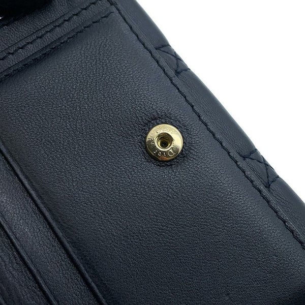 クリスチャン・ディオール 二つ折り財布 レディディオール カナージュ ラムスキン Christian Dior