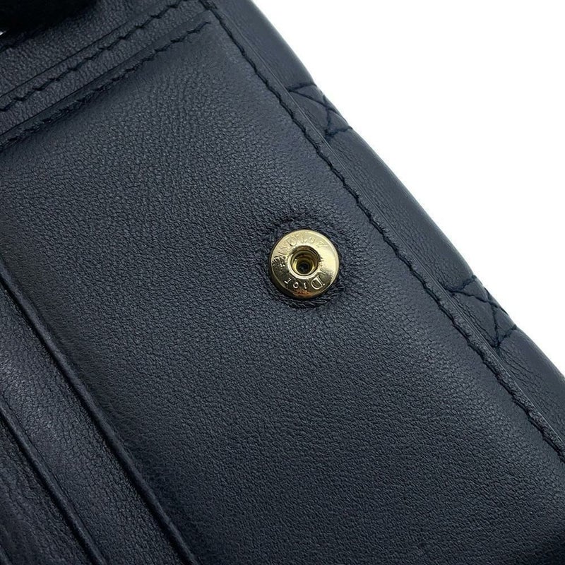 クリスチャン・ディオール 二つ折り財布 レディディオール カナージュ ラムスキン Christian Dior