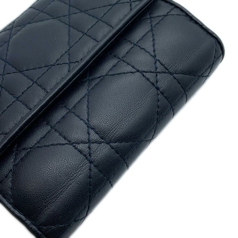 クリスチャン・ディオール 二つ折り財布 レディディオール カナージュ ラムスキン Christian Dior