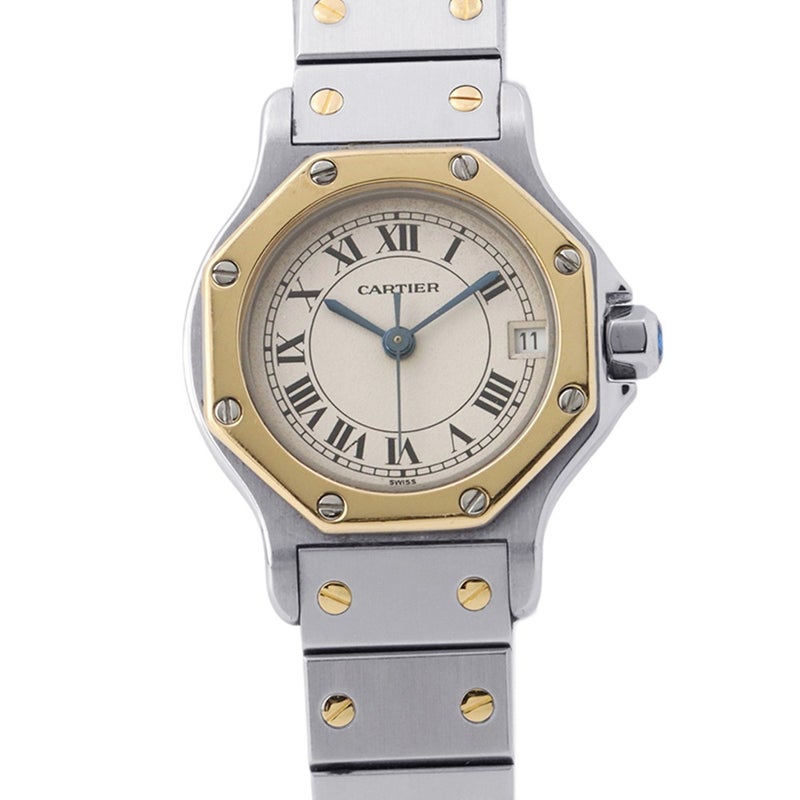 カルティエ サントスオクタゴン SM W2001683 Cartier 腕時計 アイボリー文字盤 クォーツ