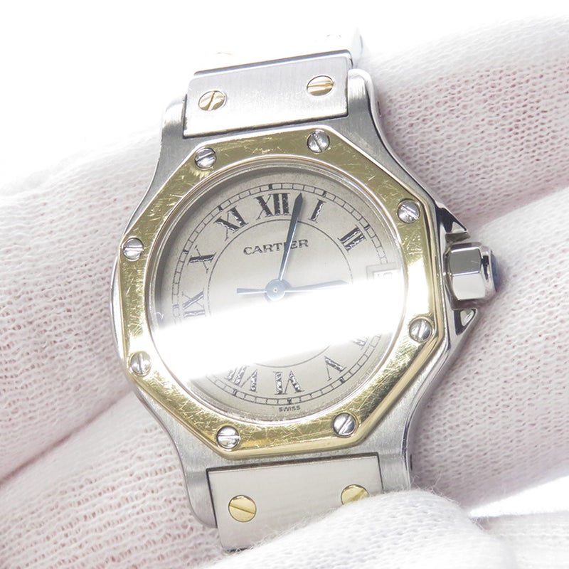 カルティエ サントスオクタゴン SM W2001683 Cartier 腕時計 アイボリー文字盤 クォーツ