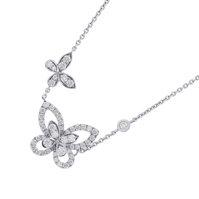 グラフ ネックレス ダブル バタフライ シルエット ダイヤモンド ペンダント ダイヤ 計0.53ct K18WGホワイトゴールド RGP745
