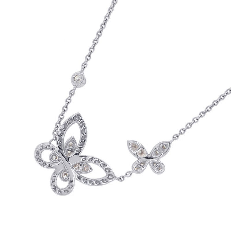 グラフ ネックレス ダブル バタフライ シルエット ダイヤモンド ペンダント ダイヤ 計0.53ct K18WGホワイトゴールド RGP745