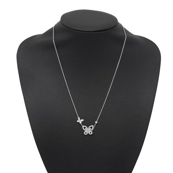 グラフ ネックレス ダブル バタフライ シルエット ダイヤモンド ペンダント ダイヤ 計0.53ct K18WGホワイトゴールド RGP745