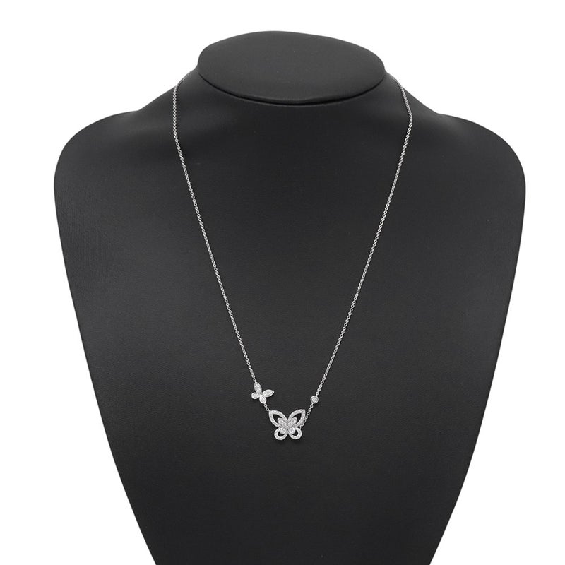 グラフ ネックレス ダブル バタフライ シルエット ダイヤモンド ペンダント ダイヤ 計0.53ct K18WGホワイトゴールド RGP745