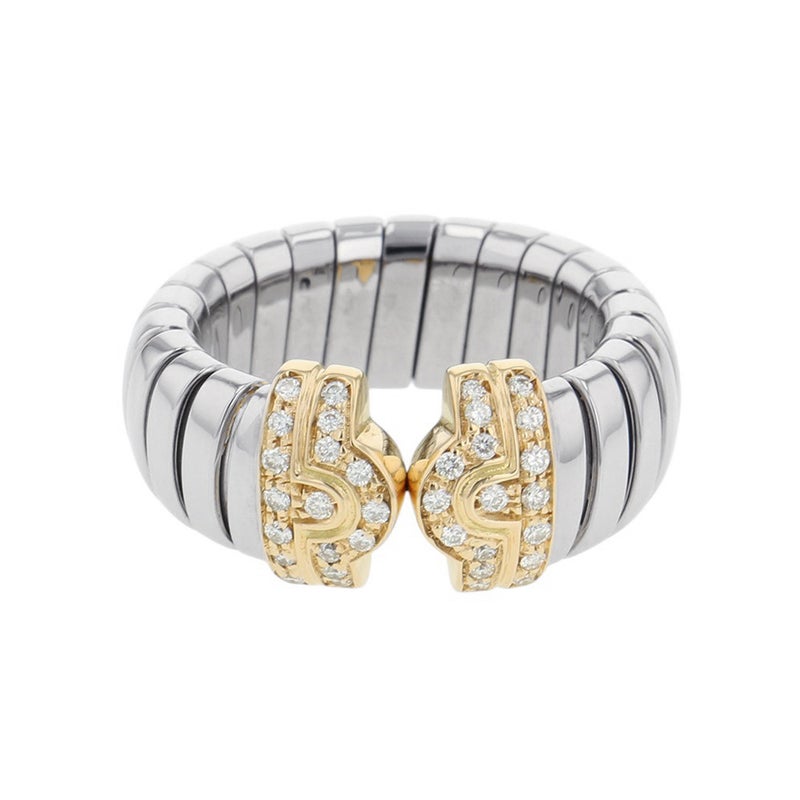 ブルガリ リング パレンテシ トゥボガス ダイヤモンド K18YGイエローゴールド/SSステンレススチール サイズM BVLGARI 指輪
