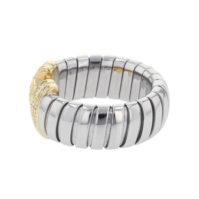 ブルガリ リング パレンテシ トゥボガス ダイヤモンド K18YGイエローゴールド/SSステンレススチール サイズM BVLGARI 指輪