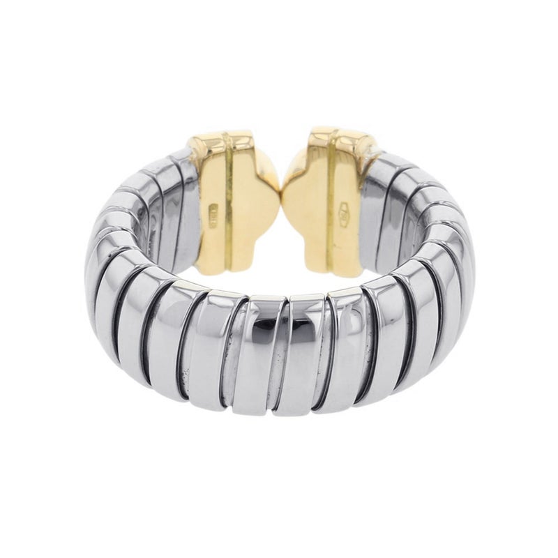ブルガリ リング パレンテシ トゥボガス ダイヤモンド K18YGイエローゴールド/SSステンレススチール サイズM BVLGARI 指輪