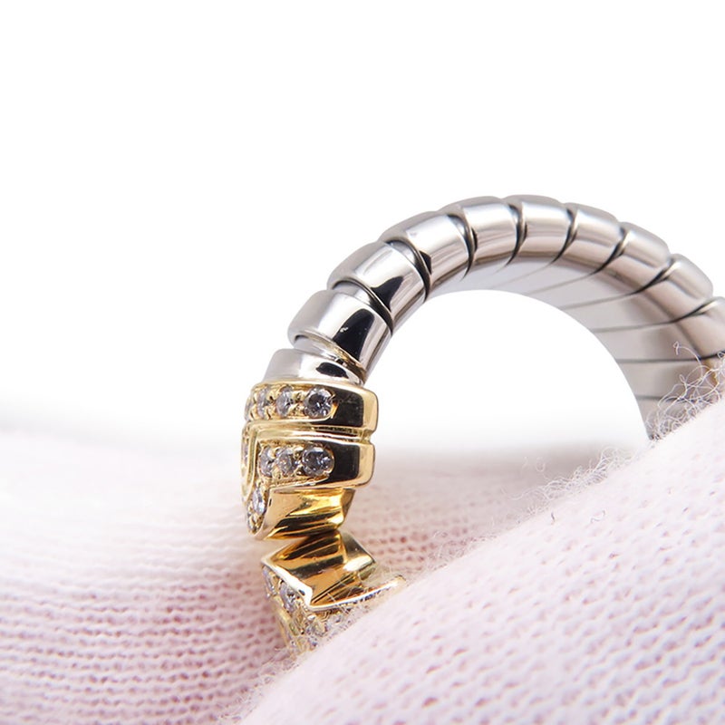 ブルガリ リング パレンテシ トゥボガス ダイヤモンド K18YGイエローゴールド/SSステンレススチール サイズM BVLGARI 指輪