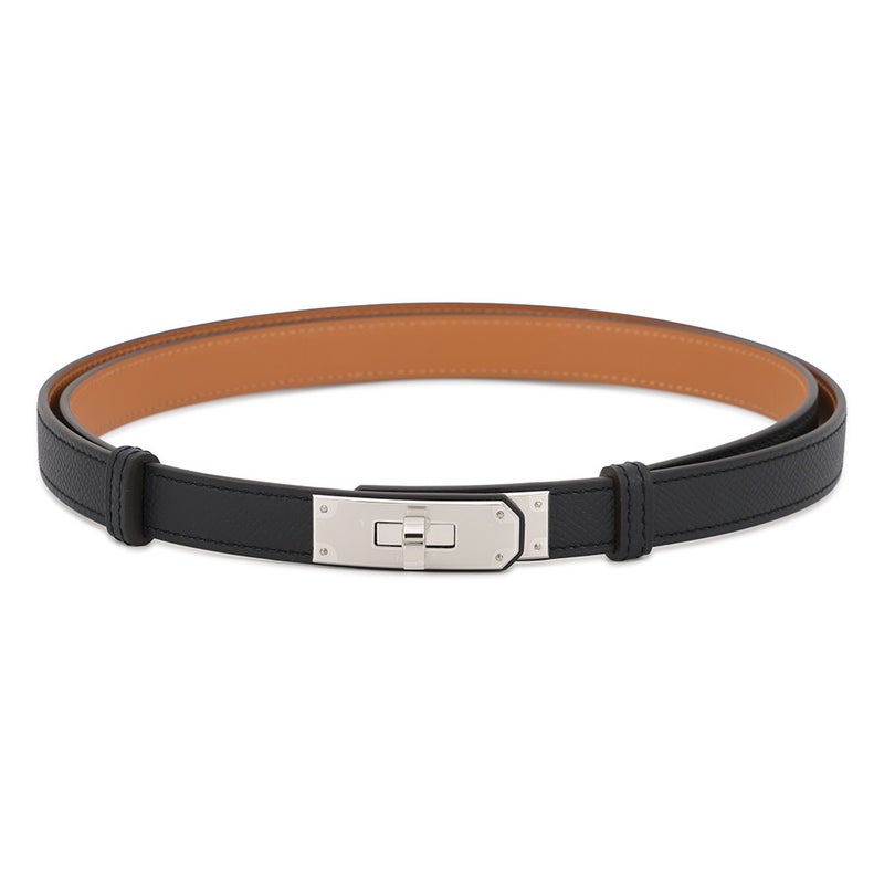 エルメス ケリーベルト 18 ブラック/シルバー金具 エプソン G刻印 HERMES 黒