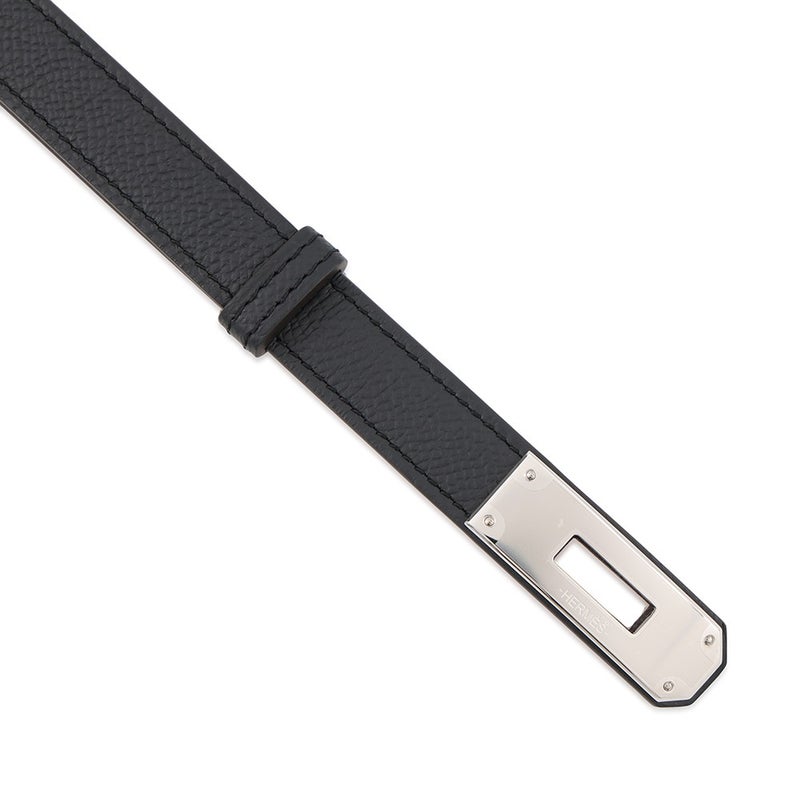 エルメス ケリーベルト 18 ブラック/シルバー金具 エプソン G刻印 HERMES 黒