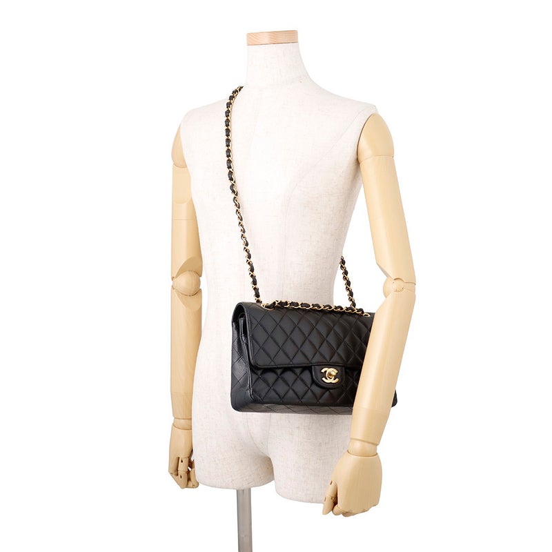 シャネル チェーンショルダーバッグ マトラッセ25 ココマーク キャビアスキン ダブルチェーン A01112 CHANEL