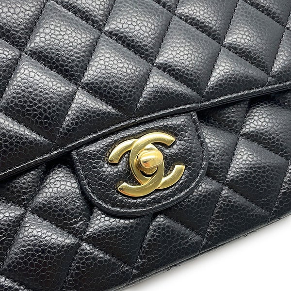 シャネル チェーンショルダーバッグ マトラッセ25 ココマーク キャビアスキン ダブルチェーン A01112 CHANEL