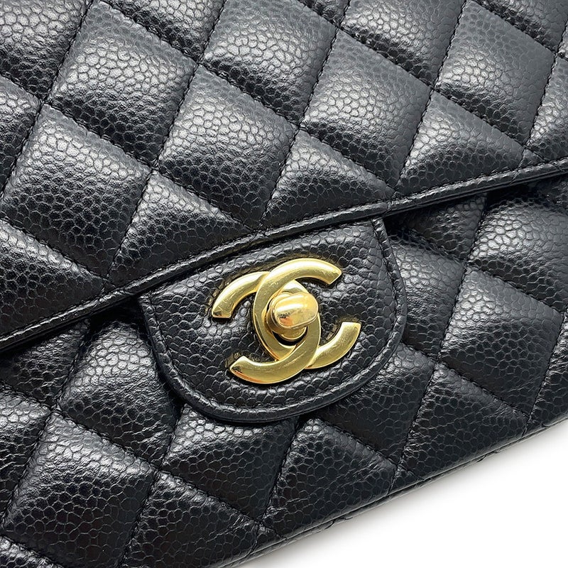 シャネル チェーンショルダーバッグ マトラッセ25 ココマーク キャビアスキン ダブルチェーン A01112 CHANEL