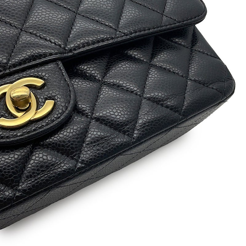シャネル チェーンショルダーバッグ マトラッセ25 ココマーク キャビアスキン ダブルチェーン A01112 CHANEL