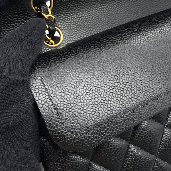 シャネル チェーンショルダーバッグ マトラッセ25 ココマーク キャビアスキン ダブルチェーン A01112 CHANEL