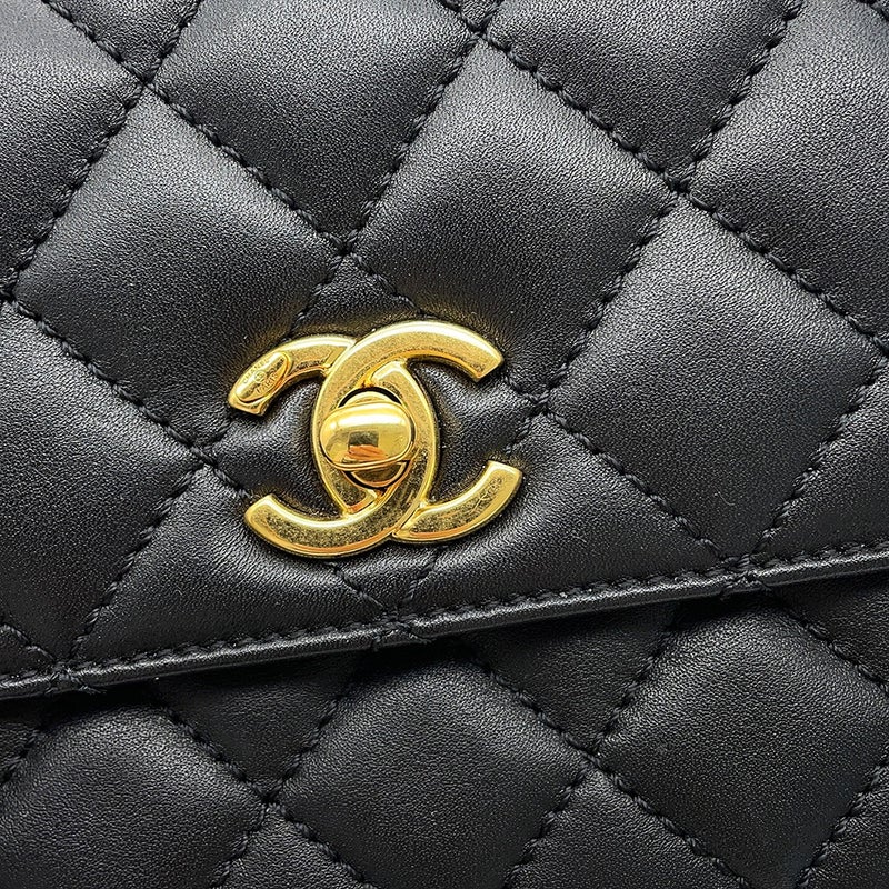 シャネル ハンドバッグ マトラッセ ココマーク ココハンドル ラムスキン A92990 CHANEL 2wayショルダーバッグ 黒
