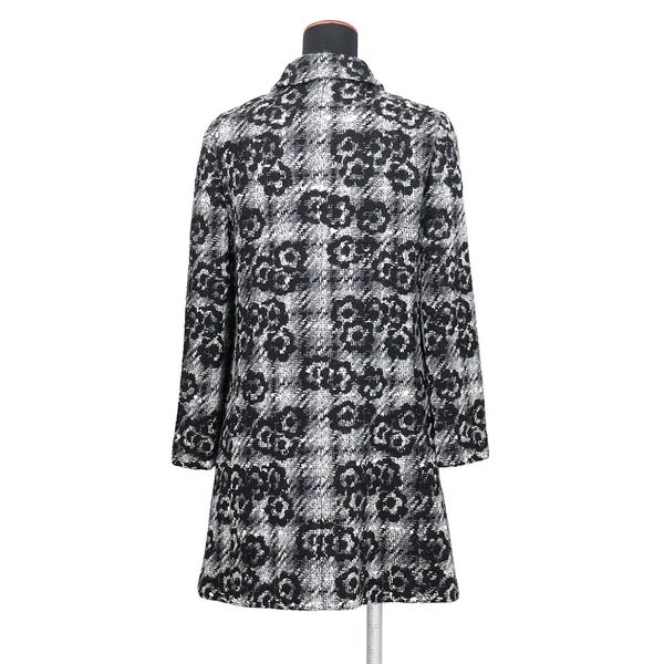 シャネル コート ツイード カメリア ウール レディースサイズ38 P26844V17315 CHANEL アウター 黒 白