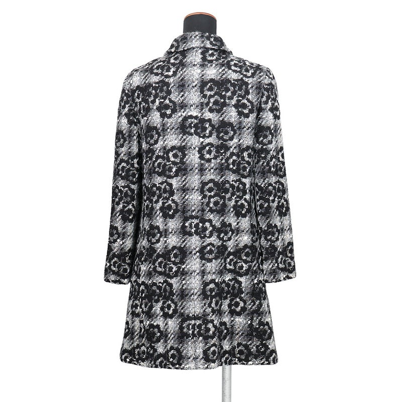 シャネル コート ツイード カメリア ウール レディースサイズ38 P26844V17315 CHANEL アウター 黒 白