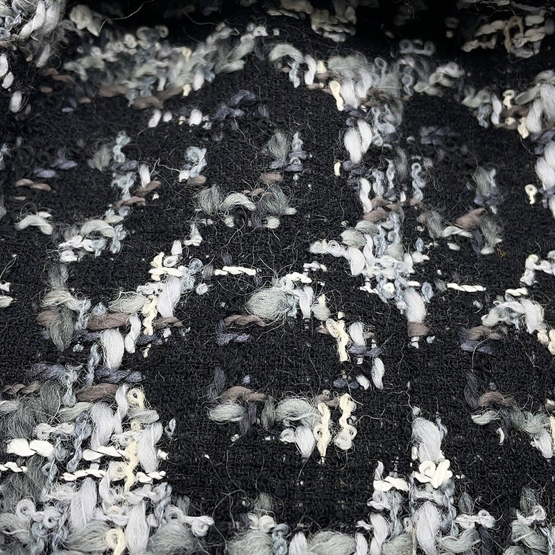 シャネル コート ツイード カメリア ウール レディースサイズ38 P26844V17315 CHANEL アウター 黒 白